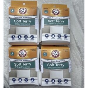 Arm & Hammer Waterproof Pillow Protector 4 Pack Terry Zipper Standard / Queen